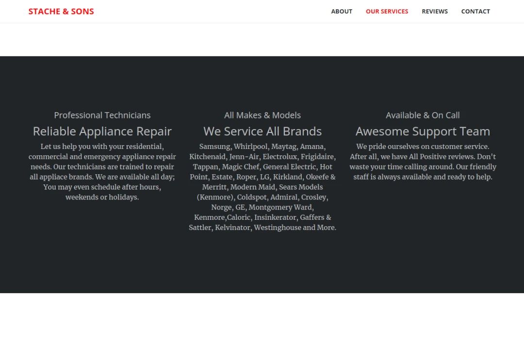 Stache Appliance Site